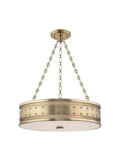 Gaines 4-Light Pendant in Aged Brass.